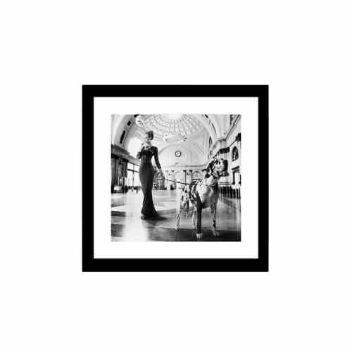 Bilde av Glass picture w/frame Lady & Dog no.2