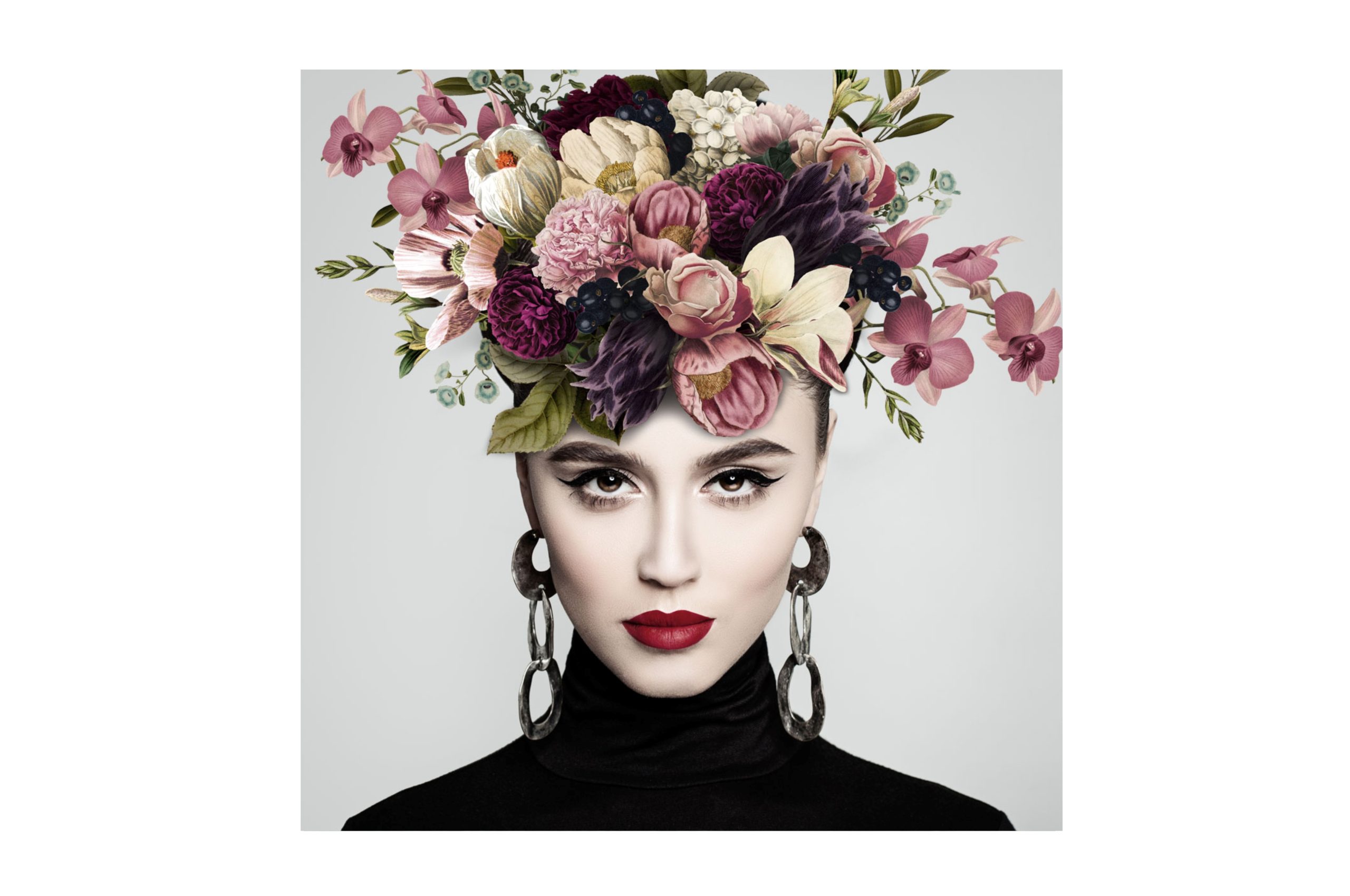 Bilde av Glass picture Girl with flower No. 2
