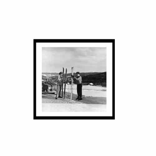 Bilde av Glass picture w/frame Damer med ski