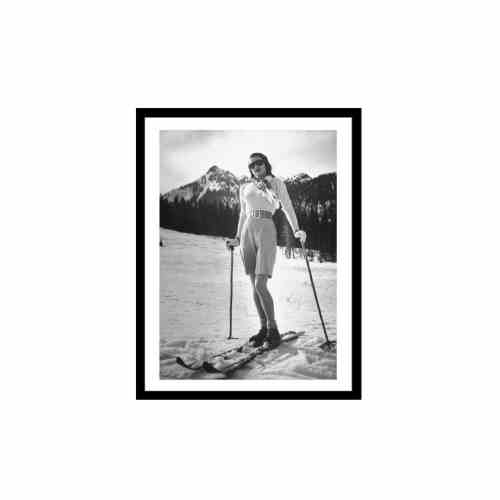 Bilde av Glass picture w/frame Dame på ski