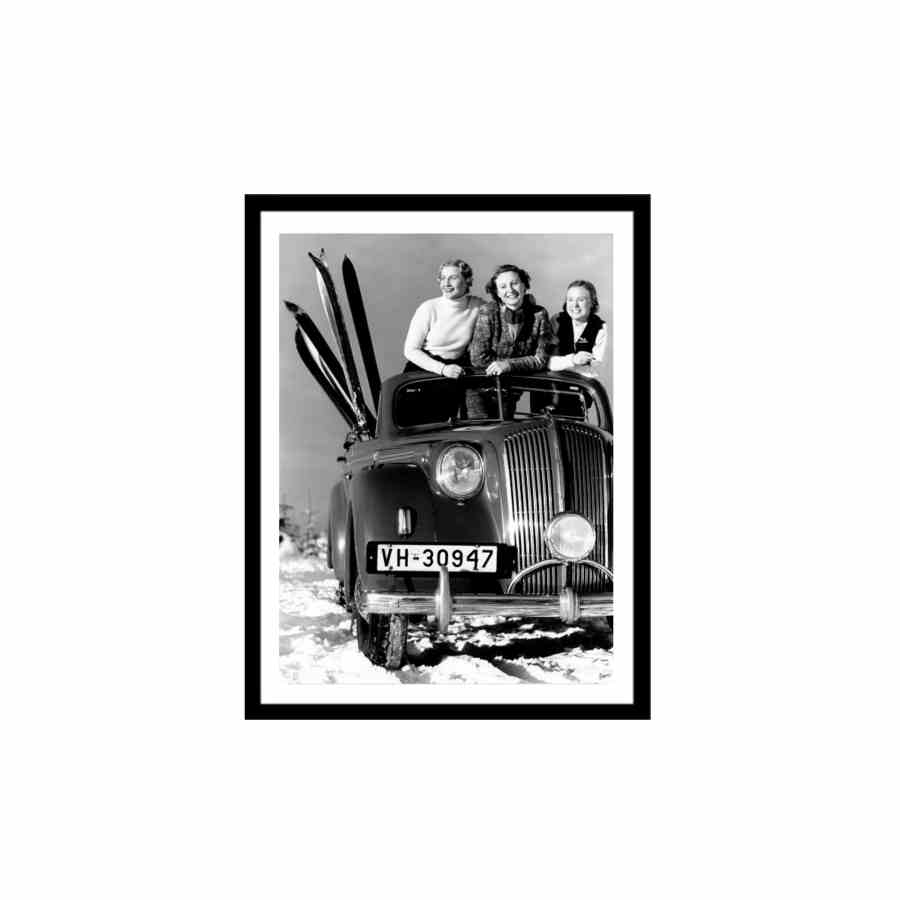 Bilde av Glass picture w/frame Jenter på skiferie