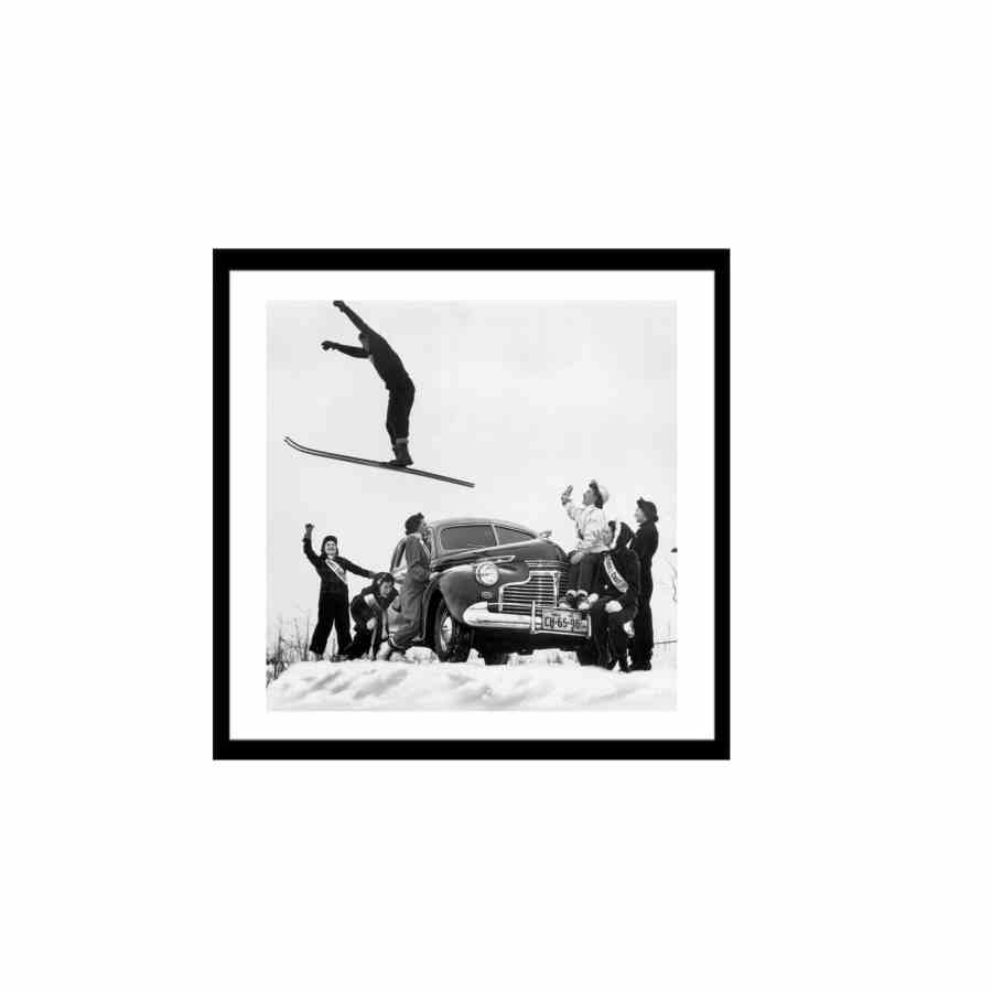 Bilde av Glass picture w/frame Ski jump vintage