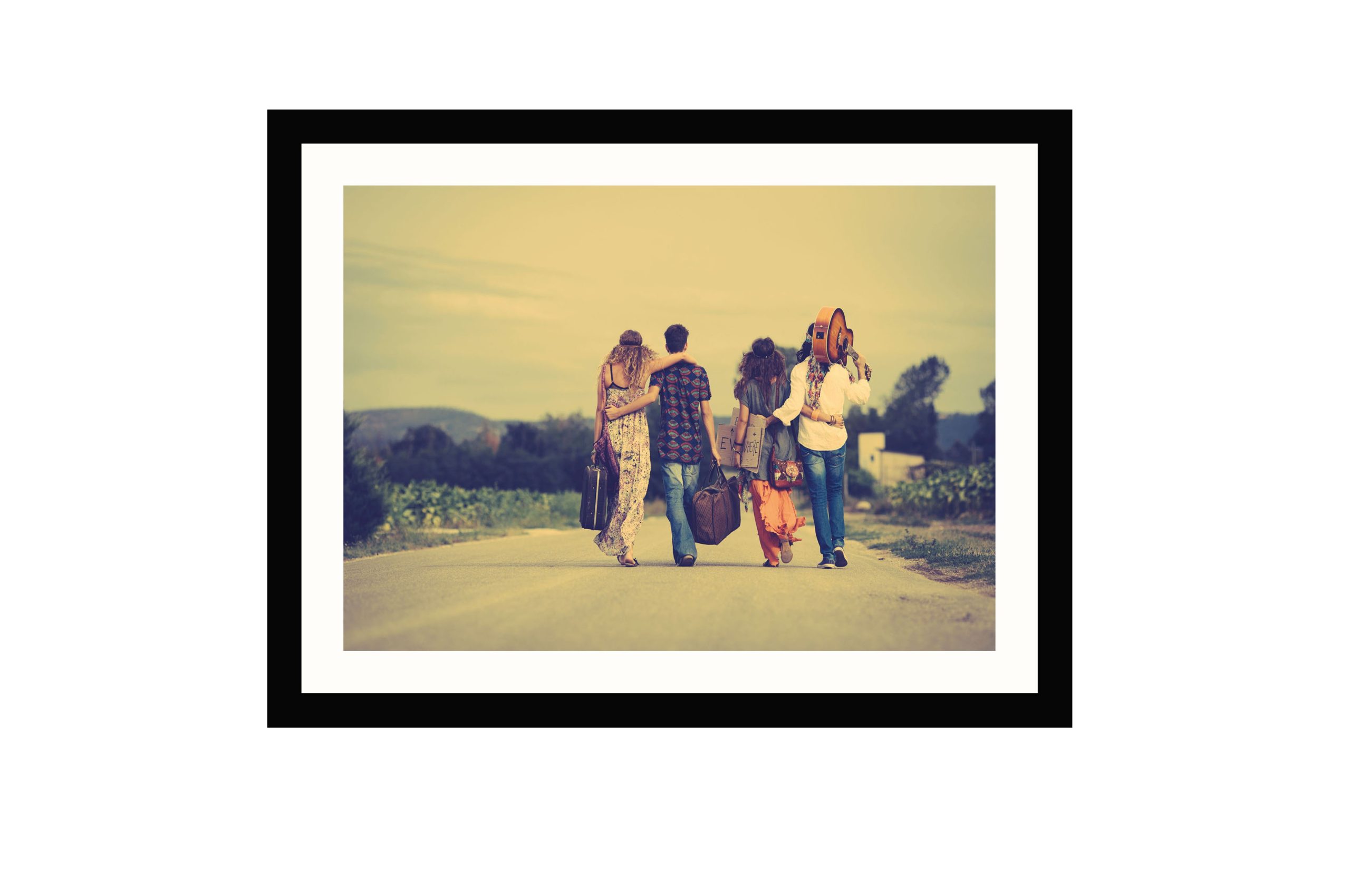 Bilde av Glass picture w/frame hippie venner