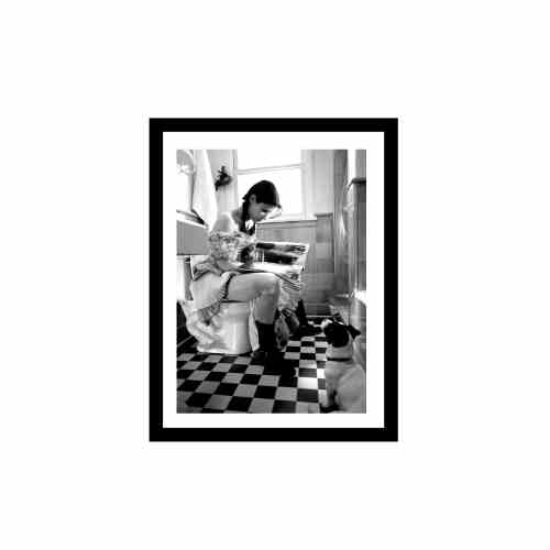 Bilde av Glass picture w/frame Sandra Bullock with her dog