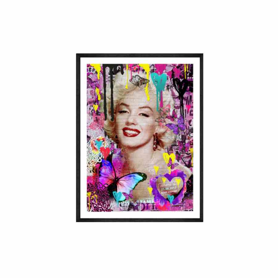 Bilde av Glass picture w/frame Street art Marilyn Monroe