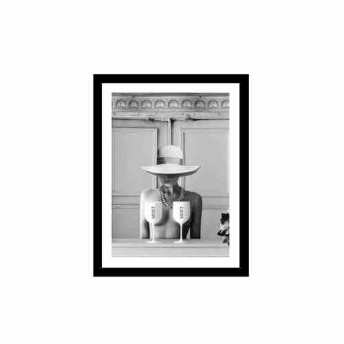 Bilde av Glass picture w/frame two glasses of Moët