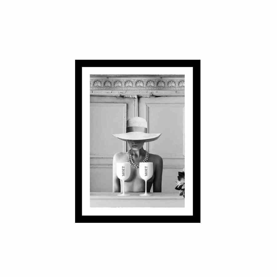 Bilde av Glass picture w/frame two glasses of Moët