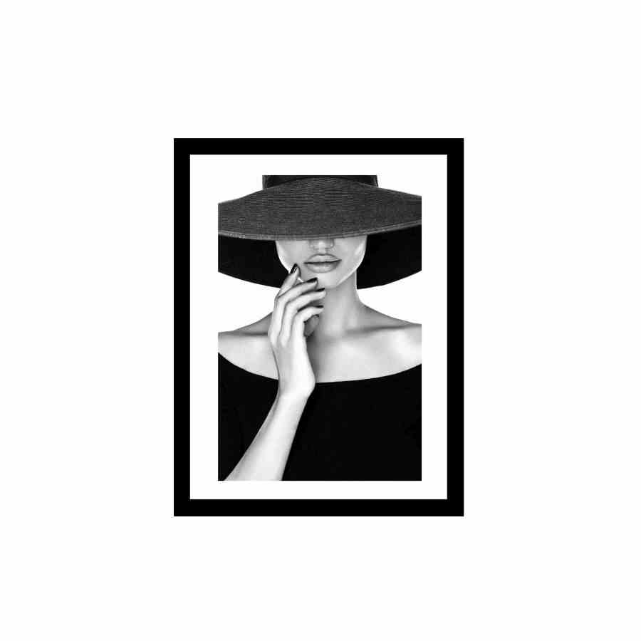 Bilde av Glass picture w/frame young beautiful woman