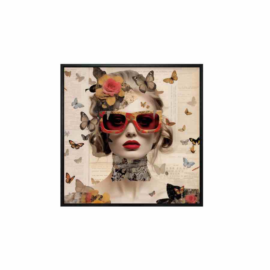 Bilde av Canvas 5cm black frame butterfly lady No.2 - 120cmx120cm
