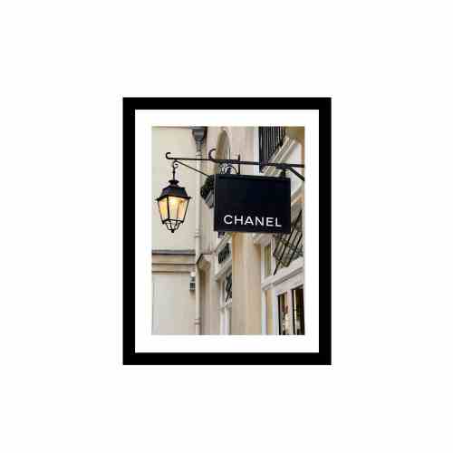 Bilde av Glass picture w/frame Chanel old iron sign