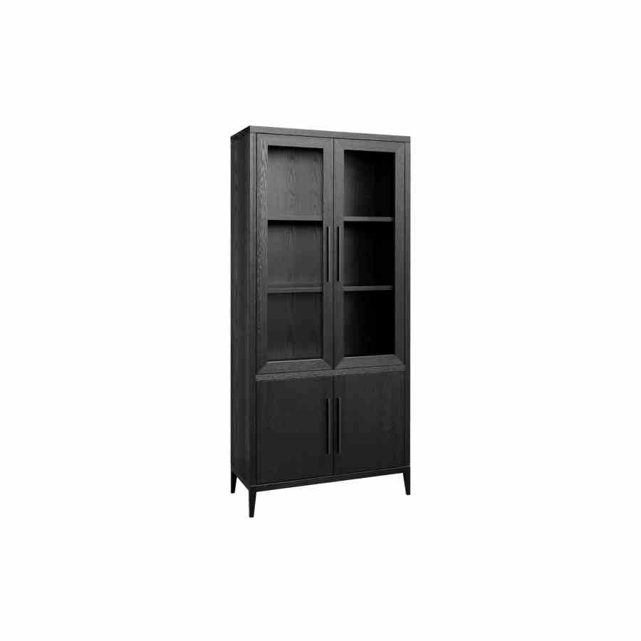 Bilde av Vitrineskap Morris m/4dører Black grov eikefiner