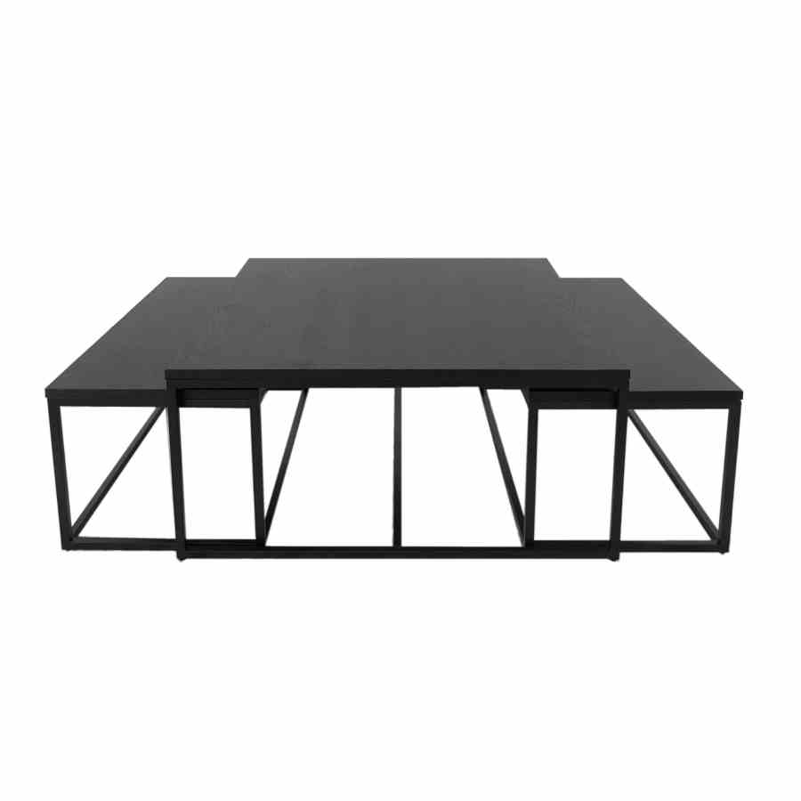 Bilde av Oceanside sett av 3 bord sort metall eike finer