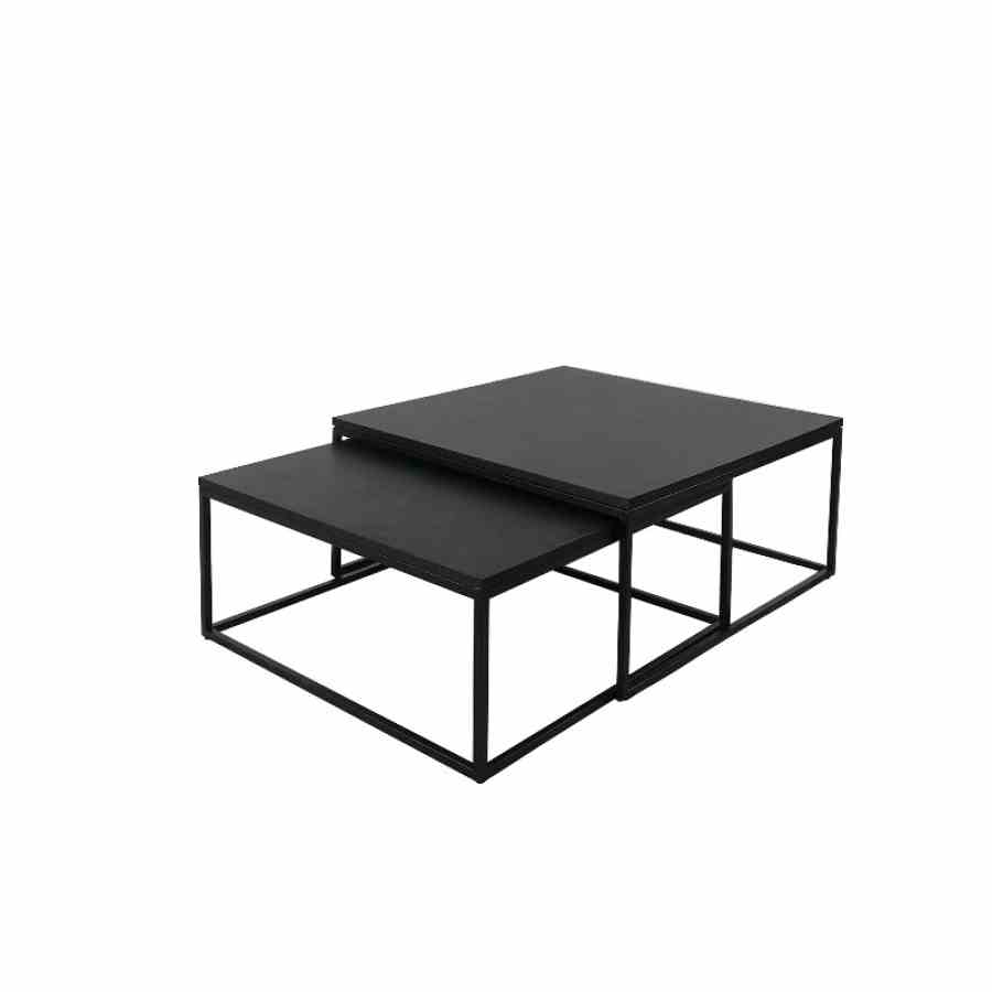 Bilde av Oceanside sett 2 bord sort metall sort eikefiner