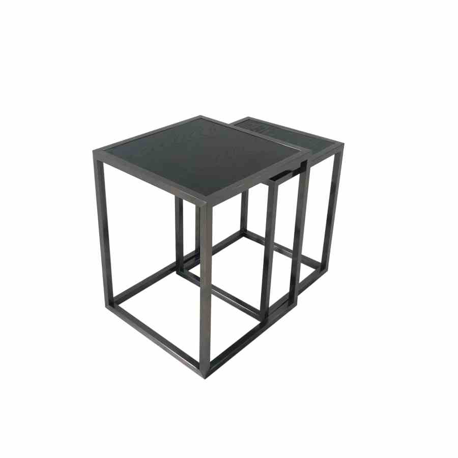 Bilde av Alma sett av 2 bord sort metall / sort eikefiner