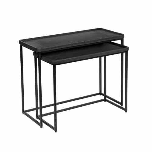 Bilde av Sett av 2 stk Black frame Black leather