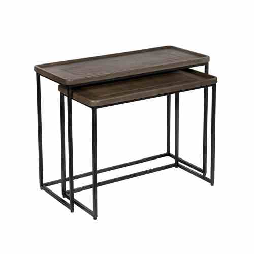 Bilde av Sett av 2 stk Black frame Brown leather
