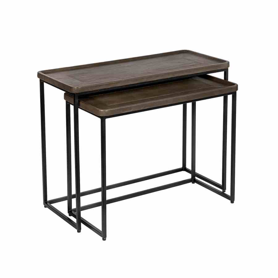 Bilde av Sett av 2 stk Black frame Brown leather