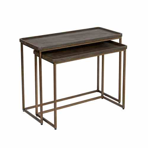 Bilde av Sett av 2 stk Brass frame Brown leather
