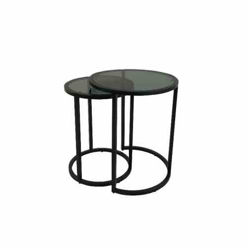 Bilde av Richmond sett av 2 bord sort metall / Grey glass