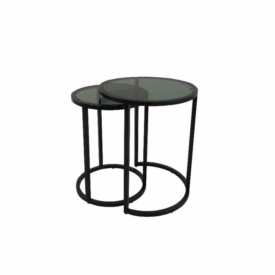 Bilde av Richmond sett av 2 bord sort metall / Grey glass