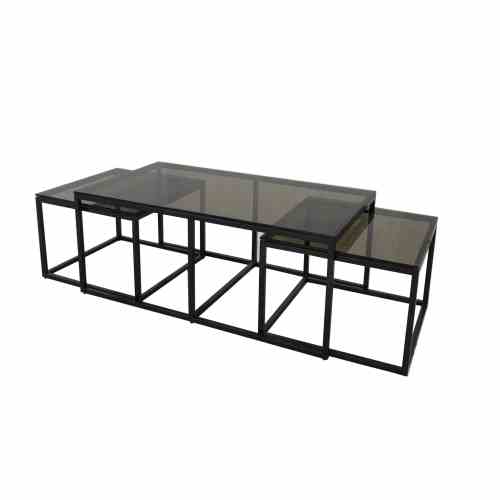 Bilde av Oceanside sett av 3 bord sort metall Bronze glass