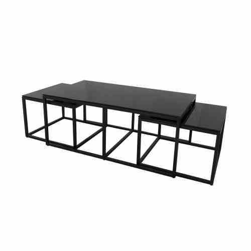 Bilde av Oceanside sett av 3 bord sort metall sort glass