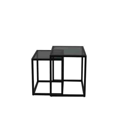 Bilde av Alma sett av 2 bord sort metall / Grey glass