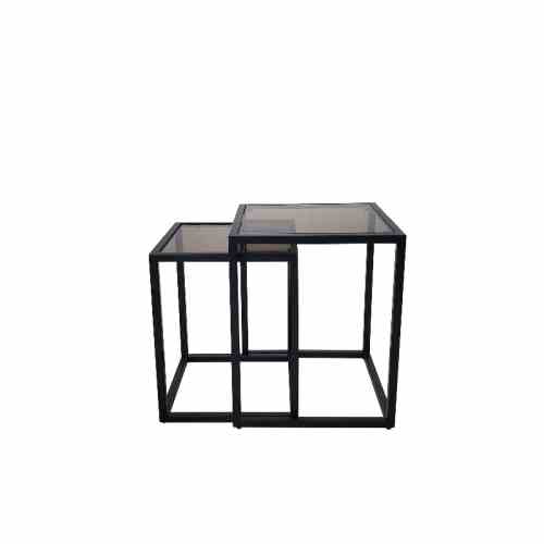 Bilde av Alma sett av 2 bord sort metall / Bronze glass
