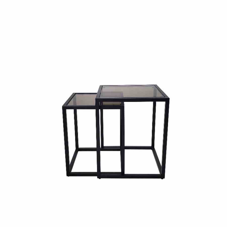 Bilde av Alma sett av 2 bord sort metall / Bronze glass