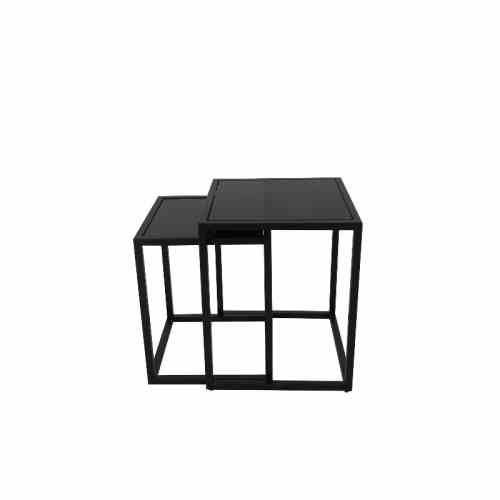 Bilde av Alma sett av 2 bord sort metall / sort glass