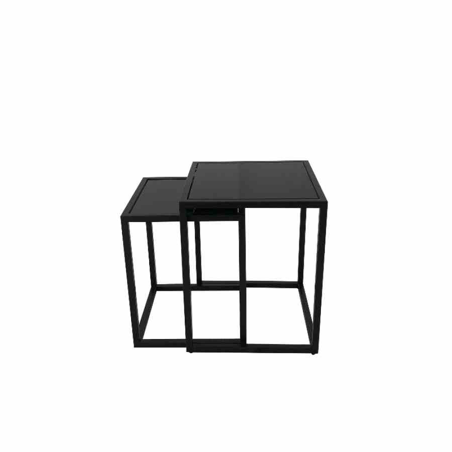 Bilde av Alma sett av 2 bord sort metall / sort glass