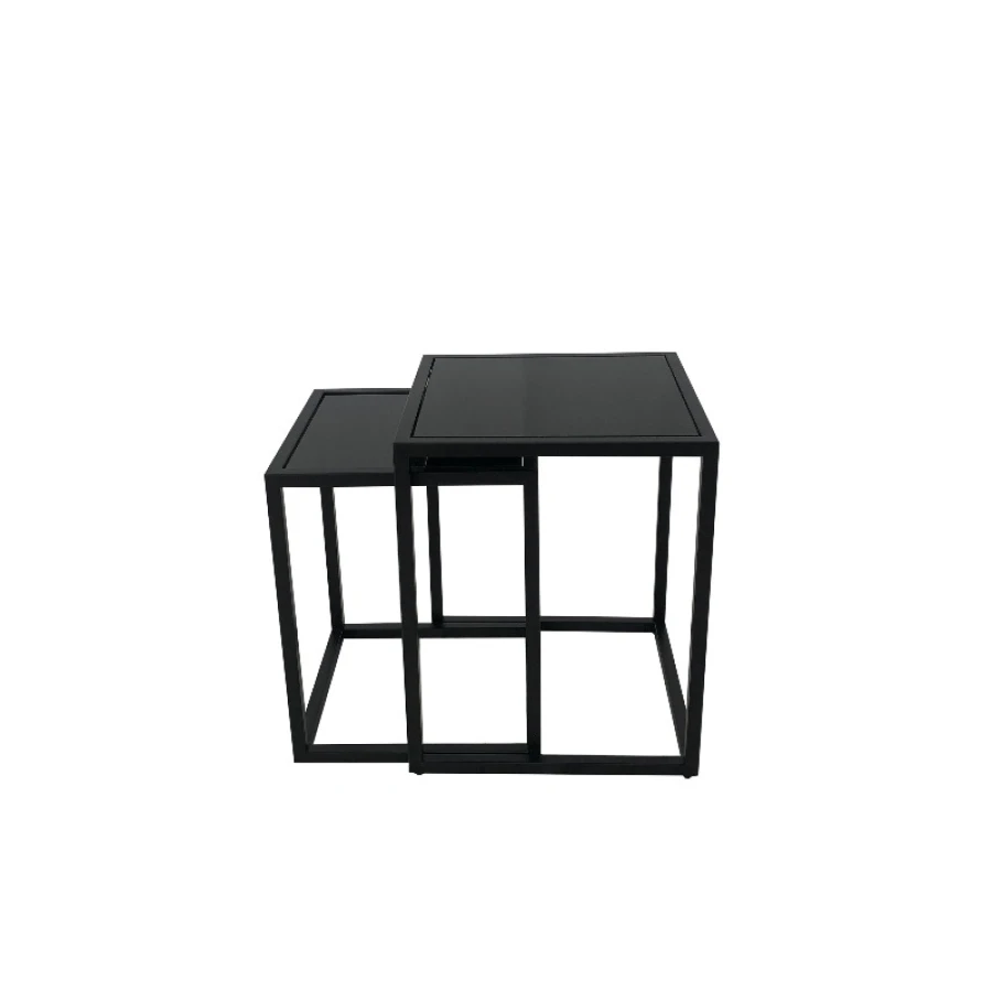 Bilde av Alma sett av 2 bord sort metall / sort glass
