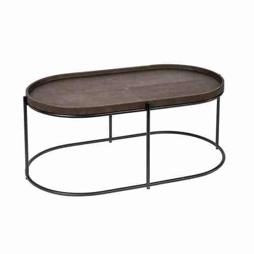 Bilde av Coffe table black frame Brown leather