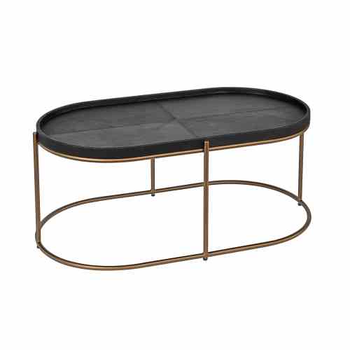 Bilde av Coffe table brass frame Black leather