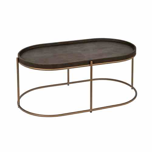 Bilde av Coffe table brass frame Brown leather