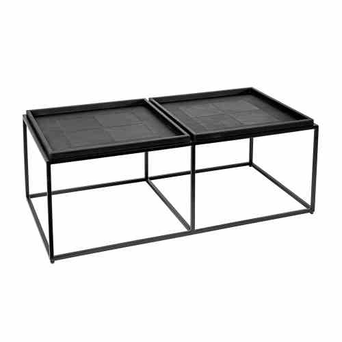 Bilde av Coffe table black frame Black leather