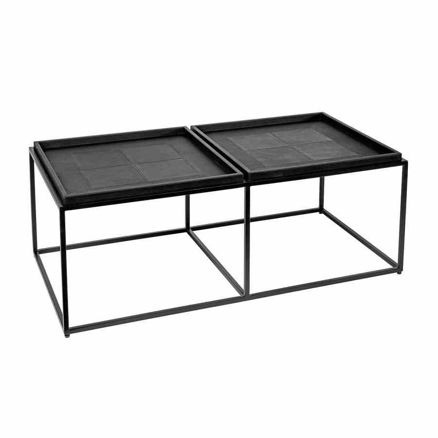 Bilde av Coffe table black frame Black leather