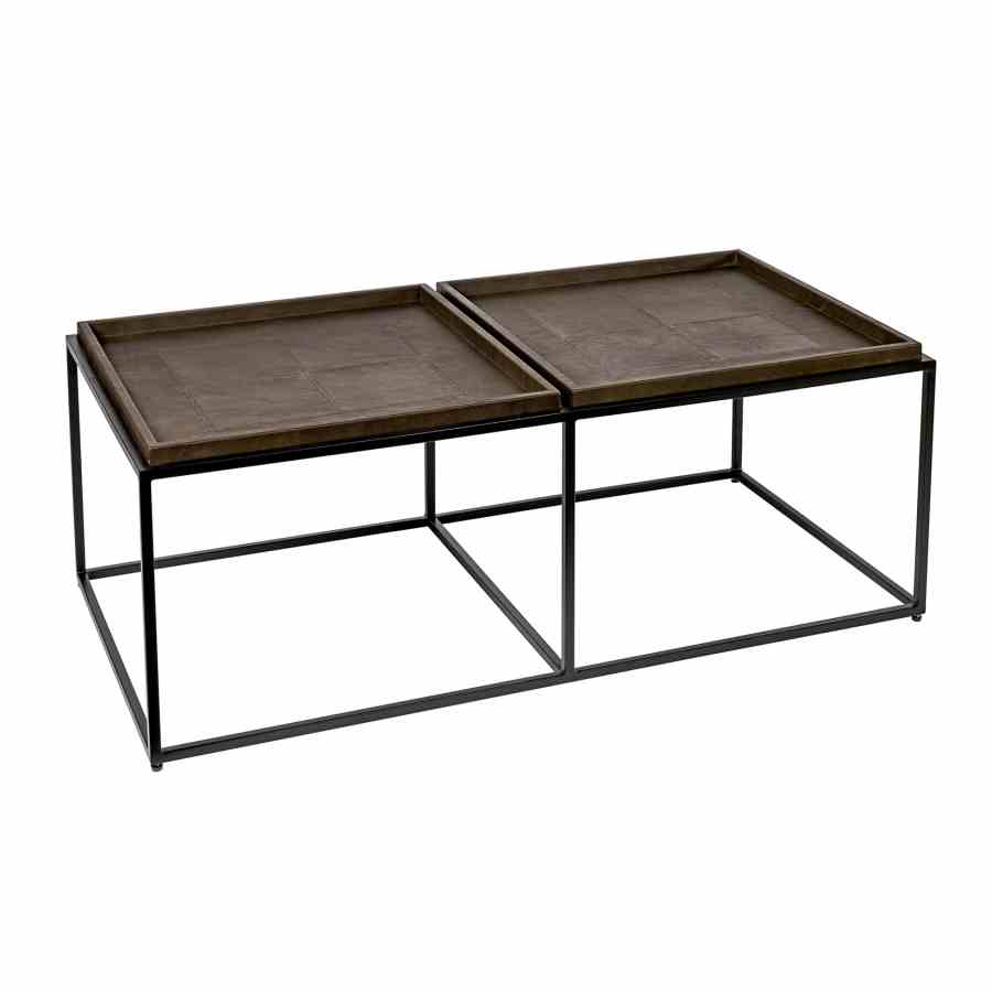 Bilde av Coffe table black frame Brown leather