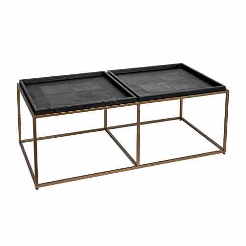 Bilde av Coffe table brass frame Black leather