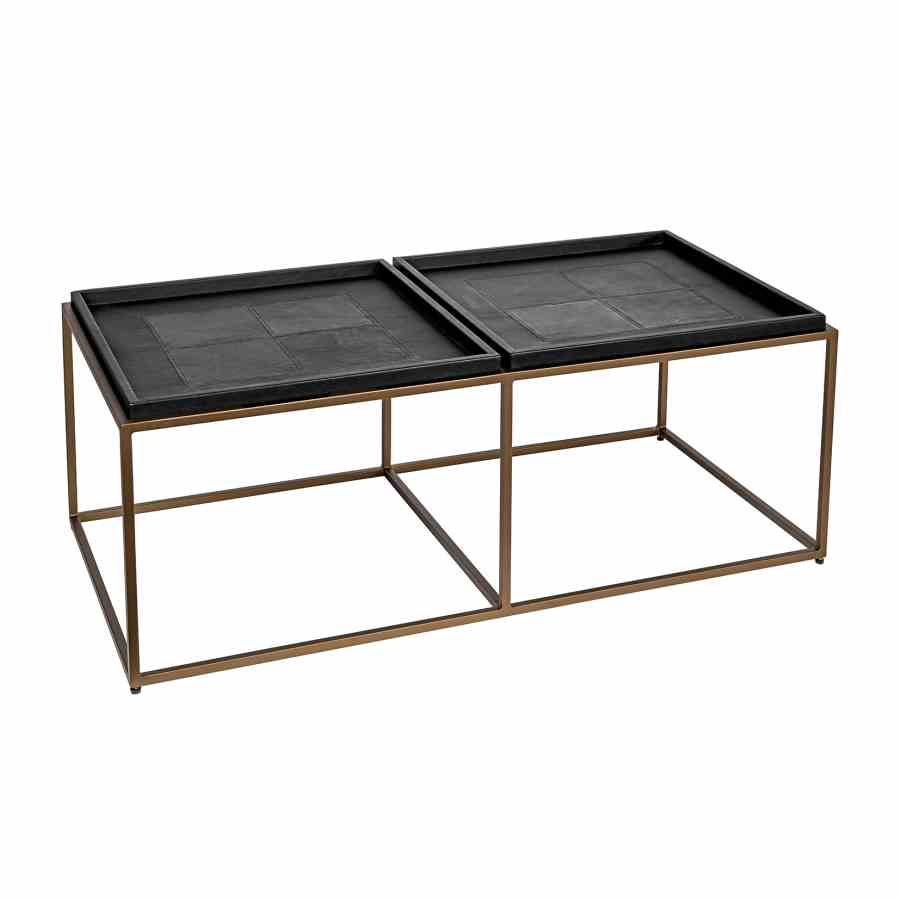 Bilde av Coffe table brass frame Black leather
