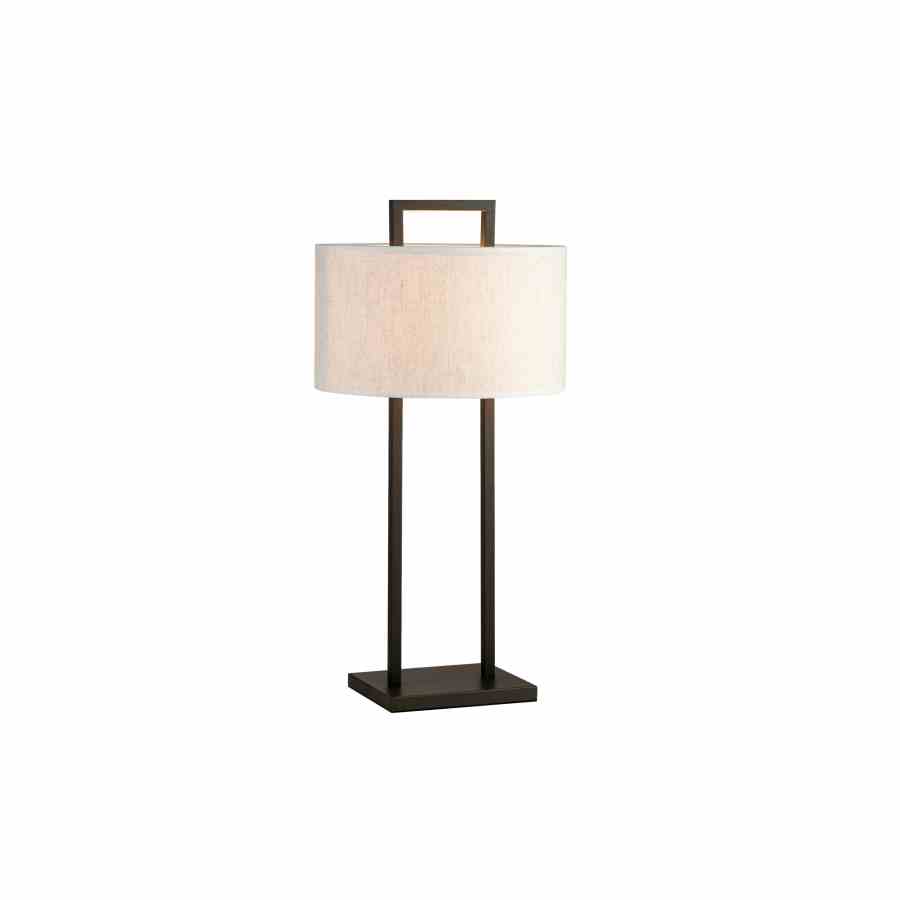 Bilde av Bordlampe Aruba Rund 2 pinner Sort /Sand lin skjerm