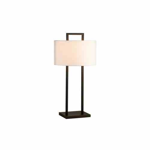 Bilde av Bordlampe Aruba Rund 2 pinner Sort /Hvit lin skjerm
