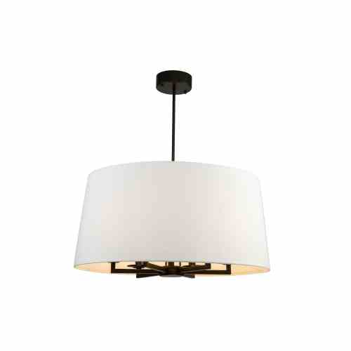 Bilde av Taklampe Aruba 6armer sort Hvit lin skjerm