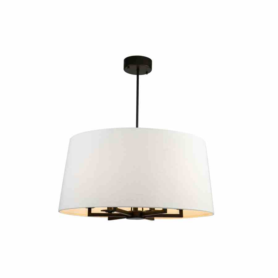 Bilde av Taklampe Aruba 6armer sort Hvit lin skjerm