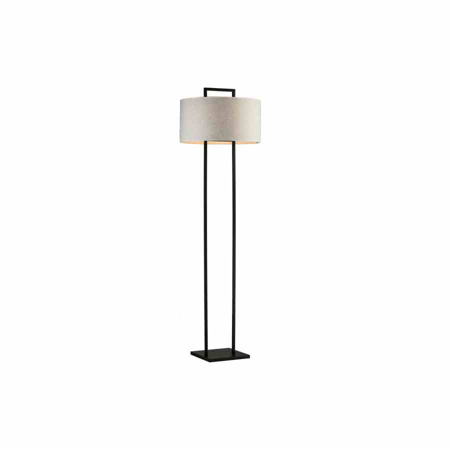 Bilde av Gulvlampe Aruba Rund 2 pinner sort Sand lin skjerm