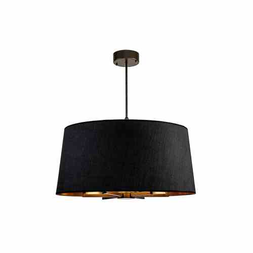 Bilde av Taklampe Aruba 6armer sort Sort lin skjerm / Copper