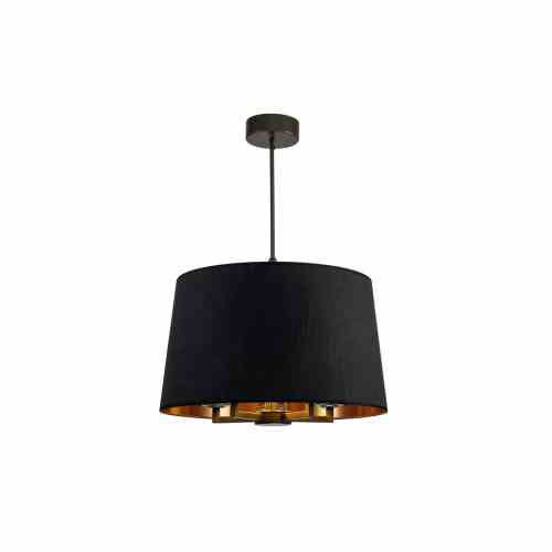 Bilde av Taklampe Aruba 5armer sort Sort lin skjerm copper pvc
