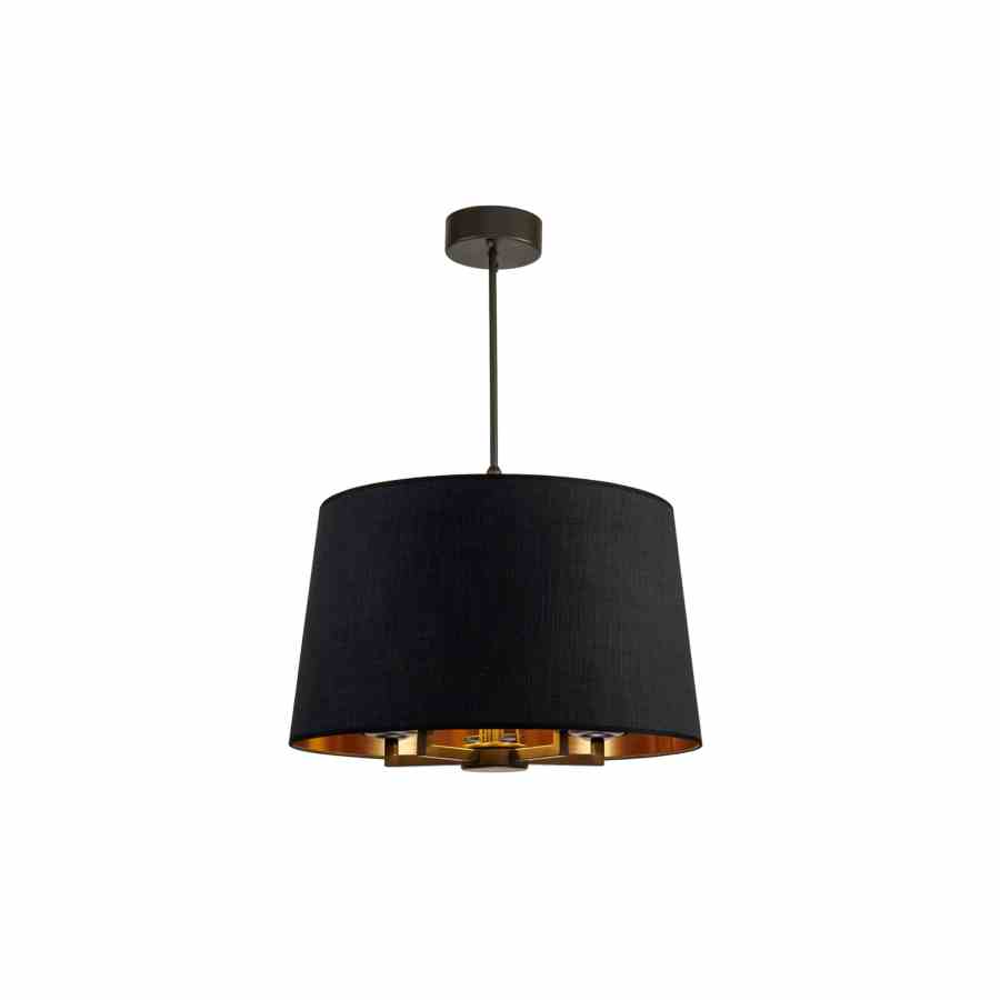 Bilde av Taklampe Aruba 5armer sort Sort lin skjerm copper pvc