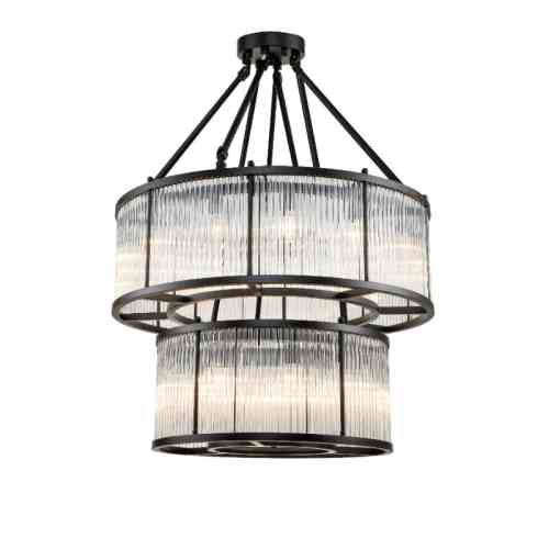 Bilde av Taklampe Clinton Dobbel Black clear glass