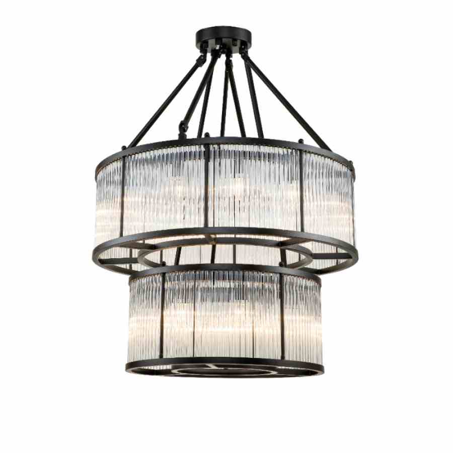 Bilde av Taklampe Clinton Dobbel Black clear glass
